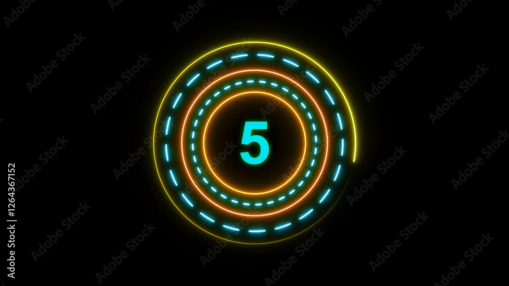 Circle countdown timer One minute animation from 10 to 1 seconds. countdown timer motion graphics. 10 second count down timer with colorful circle 4k video footage.