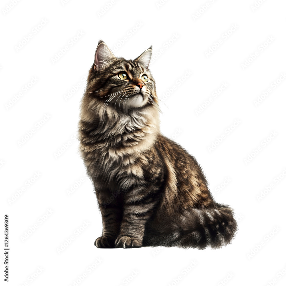 Obraz premium Majestic Longhair Cat Sitting and Gazing Upward
