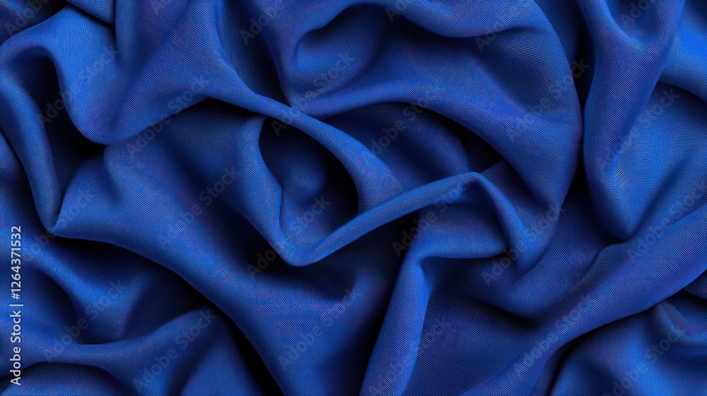 Obraz premium Deep Blue Creased Fabric With Intricate Pattern