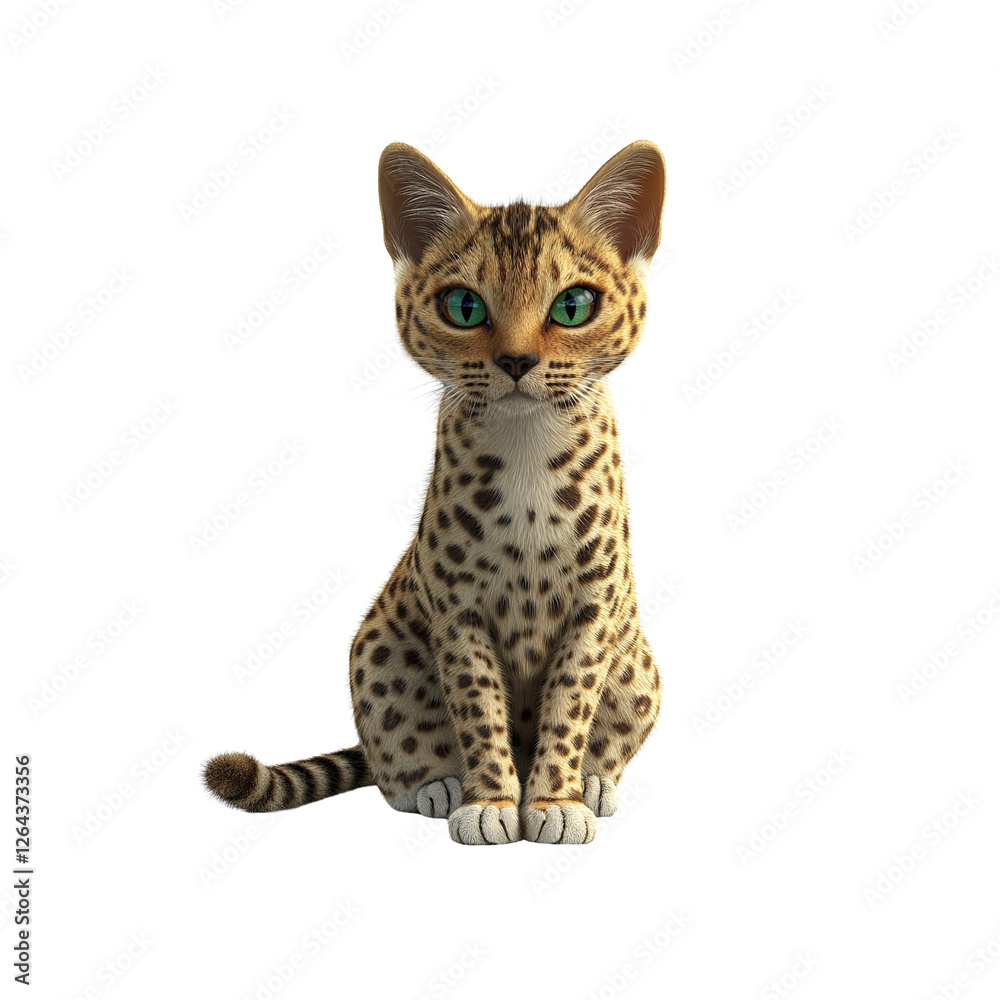 Adorable Bengal Kitten Sitting, Isolated on on white background Adorable Bengal Kitten Sitting, Isolated on on white background