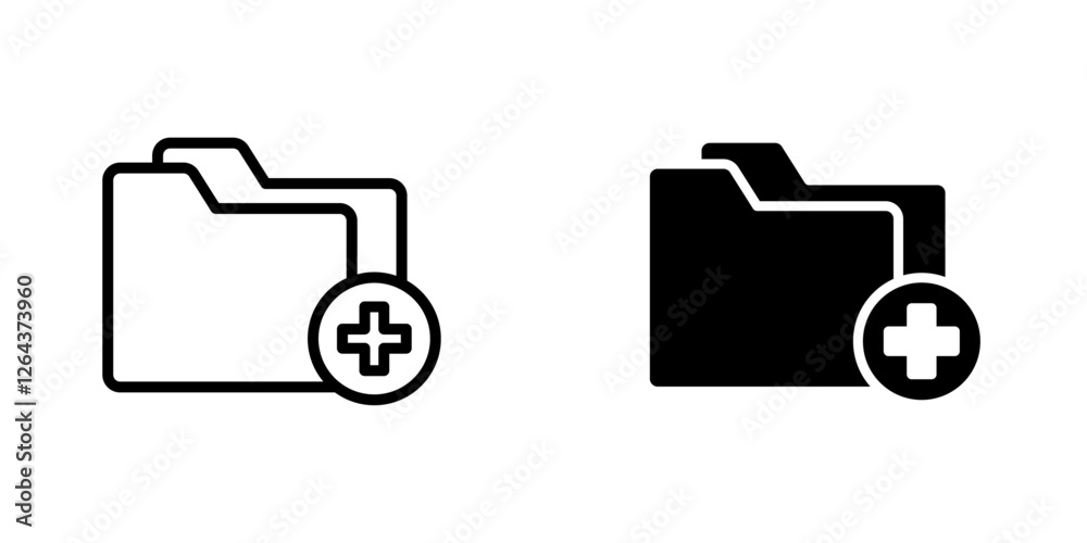 Add folder icons. stroke line and black solid icons