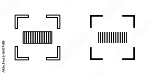 Barcode read icons. stroke line and black solid icons