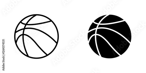 Basketball icons. stroke line and black solid icons