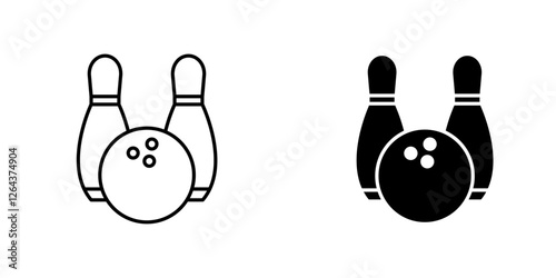 Bowling icons. stroke line and black solid icons