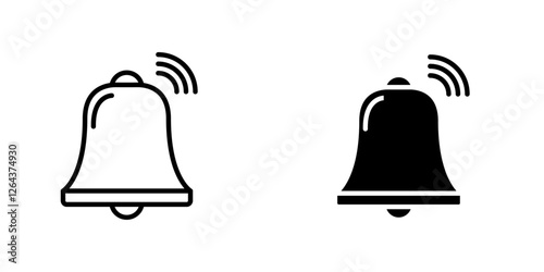 Bell ring icons. stroke line and black solid icons