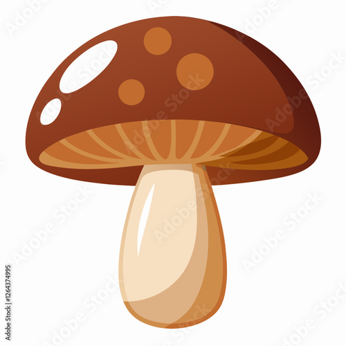 Portobello Mushroom Vector on White Background