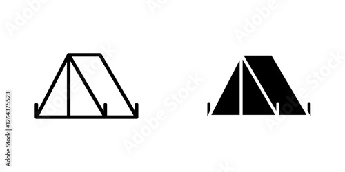 Camping icons. stroke line and black solid icons