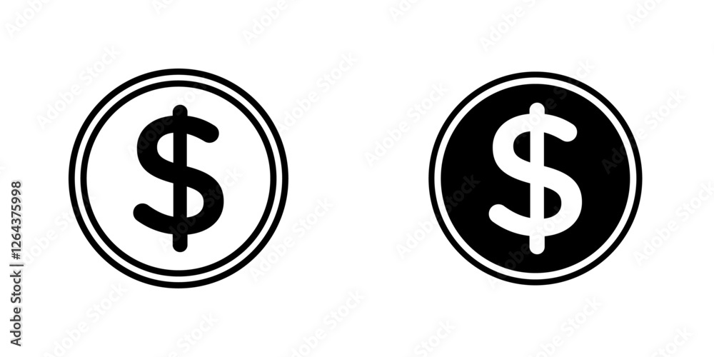 Coin icons. stroke line and black solid icons Coin icons. stroke line and black solid icons