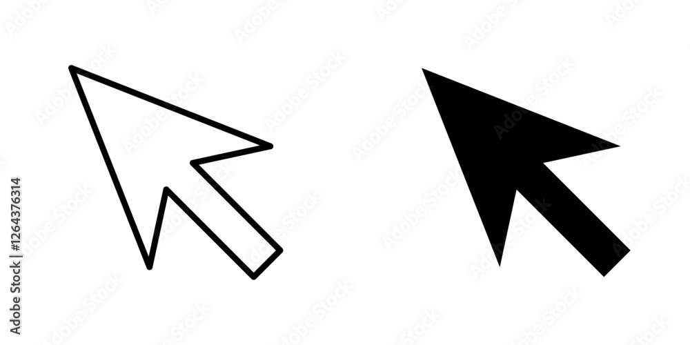 Cursor icons. stroke line and black solid icons