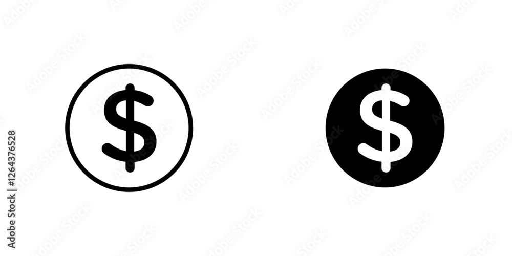 Dollar icons. stroke line and black solid icons Dollar icons. stroke line and black solid icons