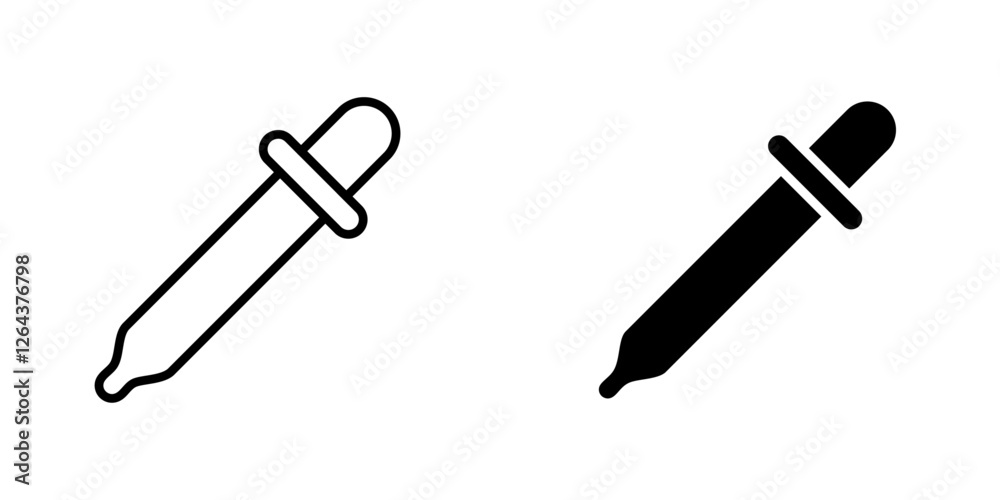 Eye dropper icons. stroke line and black solid icons Eye dropper icons. stroke line and black solid icons