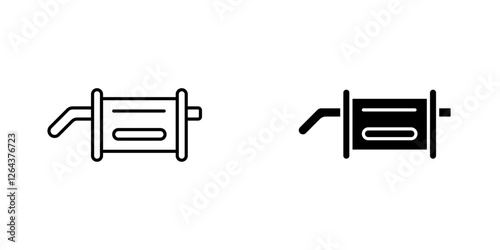 Exhaust pipe icons. stroke line and black solid icons