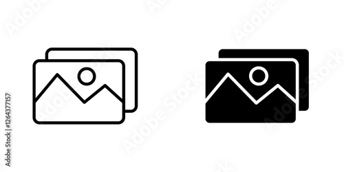 Gallery icons. stroke line and black solid icons