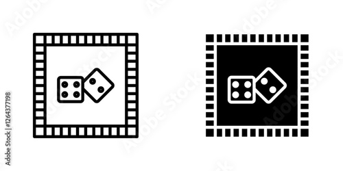 Game board icons. stroke line and black solid icons