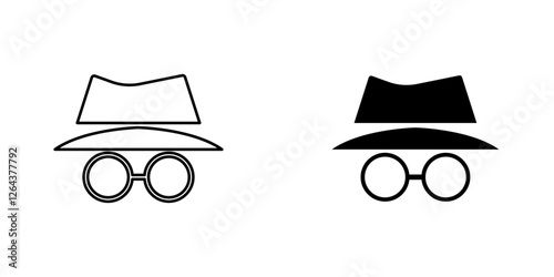 Incognito icons. stroke line and black solid icons