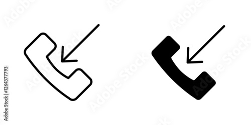 Incoming Call icons. stroke line and black solid icons