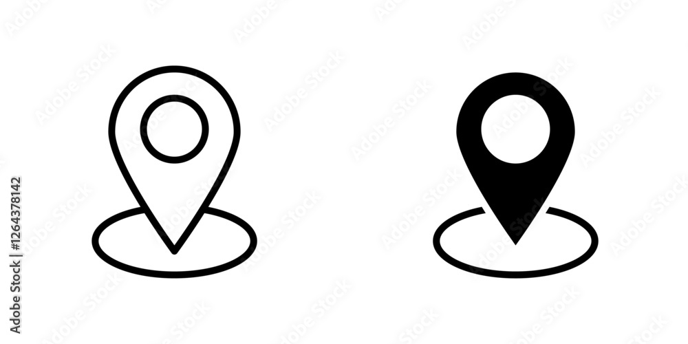 Marker icons. stroke line and black solid icons Marker icons. stroke line and black solid icons