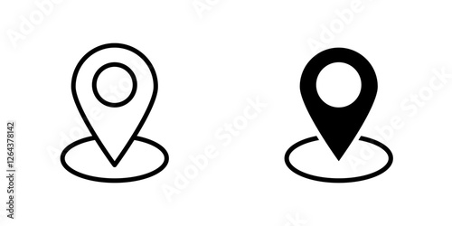 Marker icons. stroke line and black solid icons