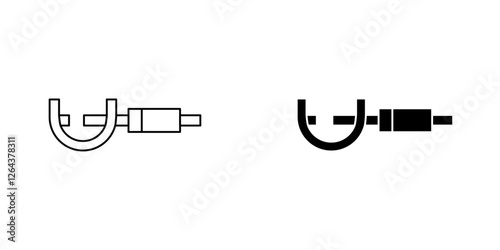 Micrometer icons. stroke line and black solid icons