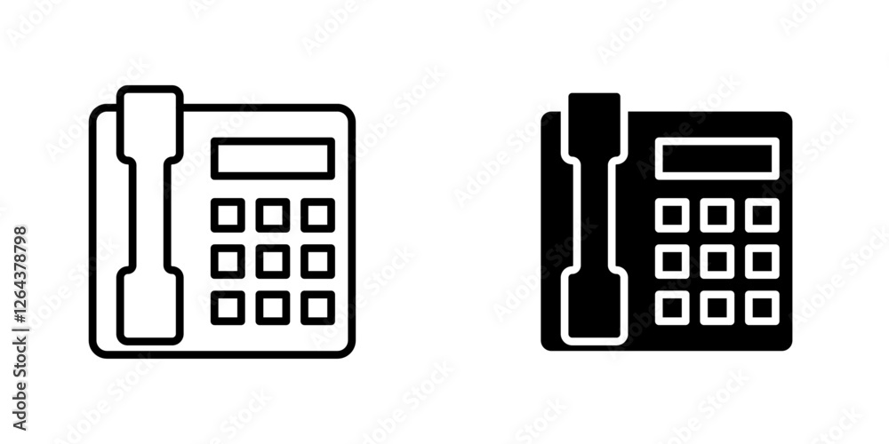 Office phone icons. stroke line and black solid icons Office phone icons. stroke line and black solid icons