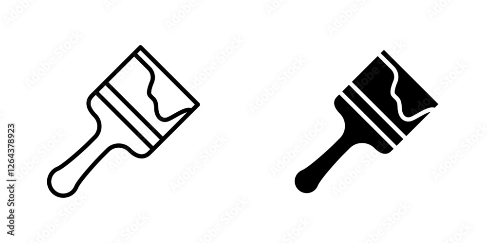 Paint brush icons. stroke line and black solid icons Paint brush icons. stroke line and black solid icons