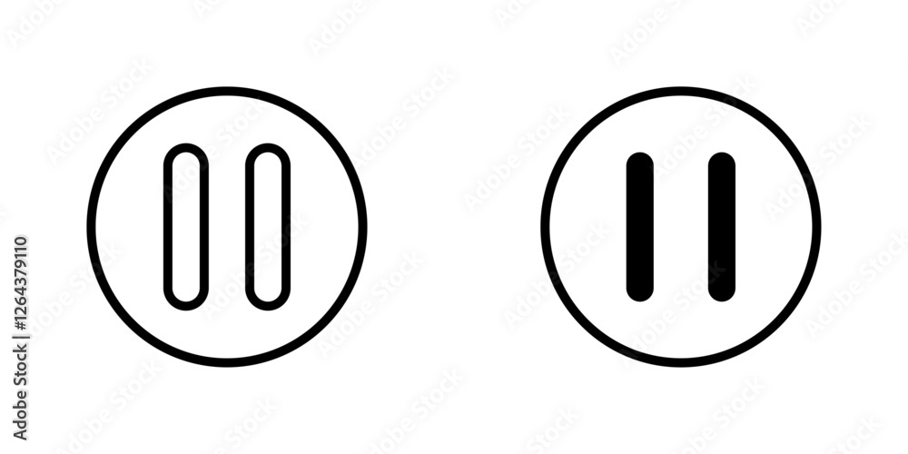 Pause icons. stroke line and black solid icons Pause icons. stroke line and black solid icons