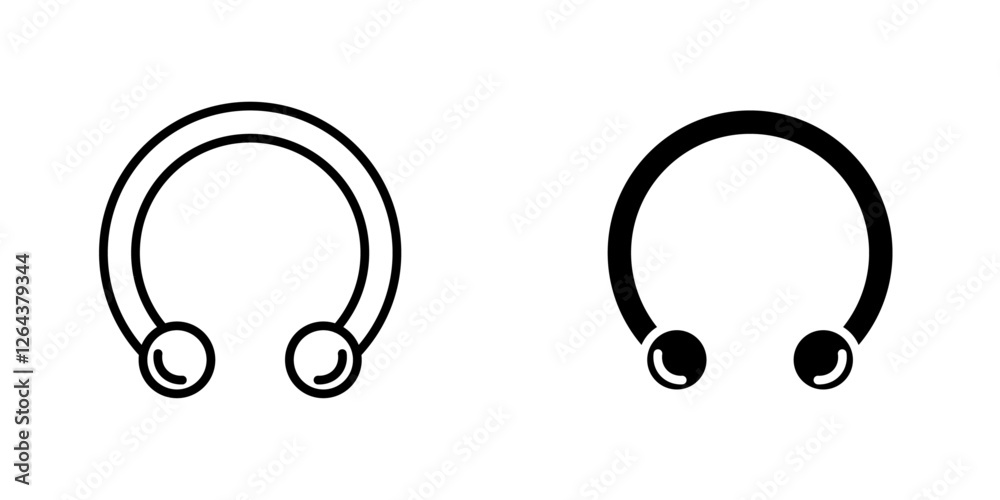 Piercing icons. stroke line and black solid icons Piercing icons. stroke line and black solid icons
