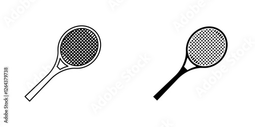 Racquet icons. stroke line and black solid icons