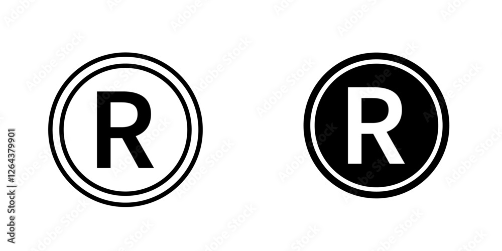 Registered icons. stroke line and black solid icons Registered icons. stroke line and black solid icons