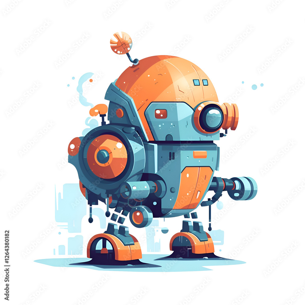 Futuristic Robot Character. A Digital Fantasy Illustration Futuristic Robot Character. A Digital Fantasy Illustration