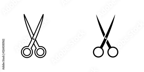 Scissors icons. stroke line and black solid icons