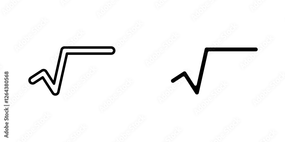 Square root icons. stroke line and black solid icons Square root icons. stroke line and black solid icons