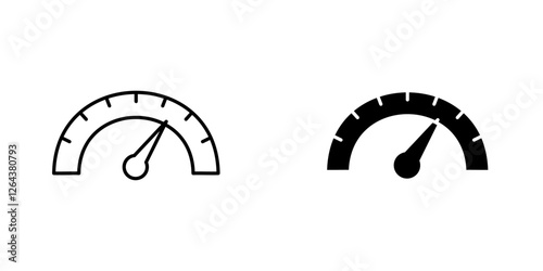 Tachometer icons. stroke line and black solid icons