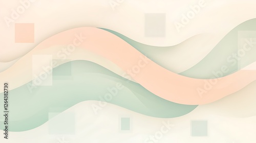 Abstract Pastel Waves with Square Overlays Design