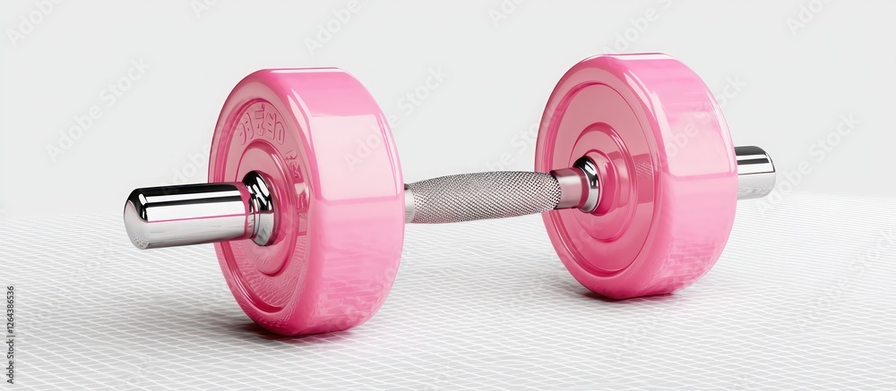 Obraz premium Clear backdrop featuring a single pink dumbbell