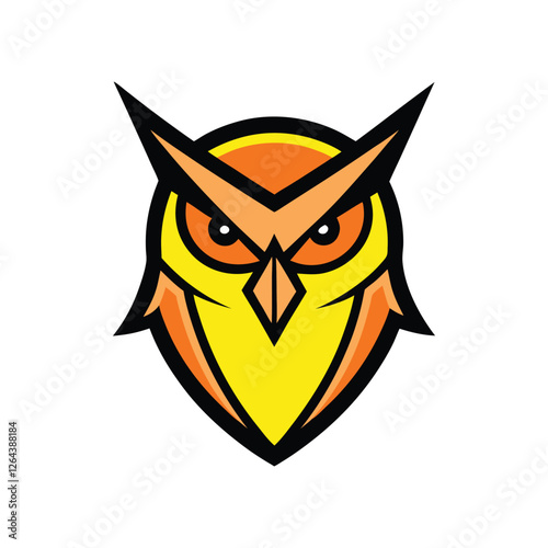 a vector illustration of a  stylized owl  head.