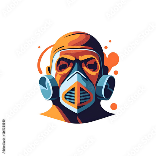 Abstract Portrait of a Person in a Gas Mask. A Vivid and Stylish Vector Illustration photo