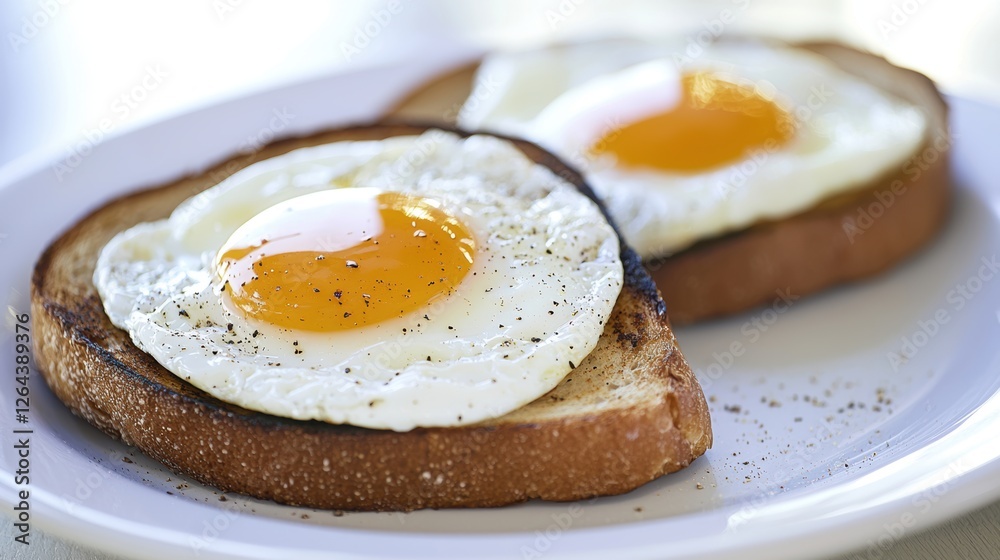 Deliciously cooked eggs on toasted bread, garnished with black pepper, perfect for breakfast or brunch articles, recipe blogs, and culinary websites, Capture the essence of a hearty meal, Deliciously cooked eggs on toasted bread, garnished with black pepper, perfect for breakfast or brunch articles, recipe blogs, and culinary websites, Capture the essence of a hearty meal,