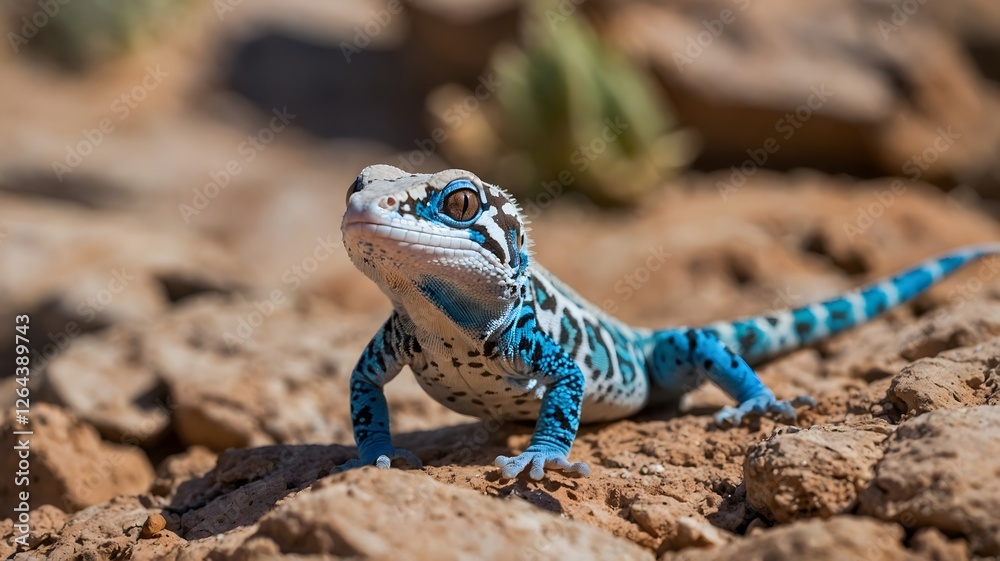 Gecko with Bright Blue Eyes in Arid Landscape Gecko with Bright Blue Eyes in Arid Landscape