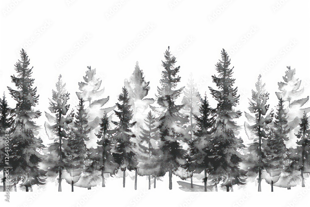 Fototapeta premium Forest illustration drawing nature.