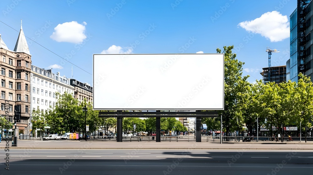 Obraz premium Blank White Billboard In A City Street