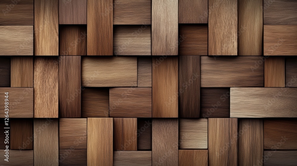 A close-up of a beautifully arranged wooden panel background showcasing various shades and textures, ideal for use in interior design, furniture advertising A close-up of a beautifully arranged wooden panel background showcasing various shades and textures, ideal for use in interior design, furniture advertising
