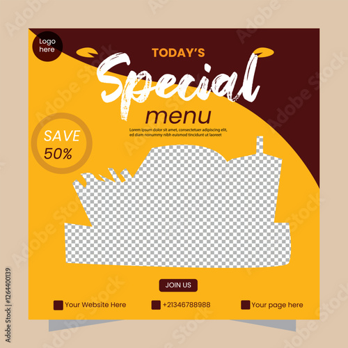 Social Media Post for a 50% Off Special Restaurant Menu