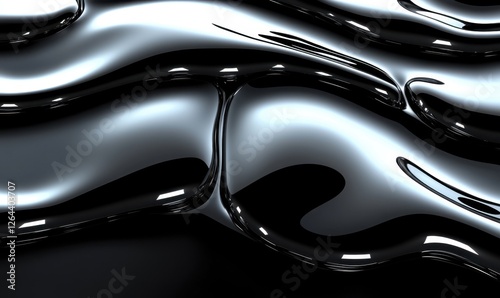 Wallpaper Mural Liquid metal surface, abstract texture, dark background, reflective, design Torontodigital.ca