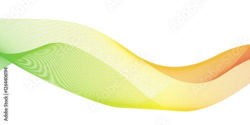 Abstract frequency wave gradient line vector business texture.  yellow and green line blend curve flow futuristic. Modern background futuristic energy sound waves technology concept white background.	