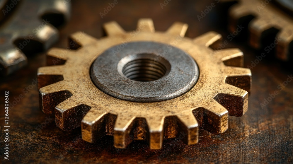 Close-up of Rusty Gears: Industrial Mechanics and Precise Engineering Close-up of Rusty Gears: Industrial Mechanics and Precise Engineering