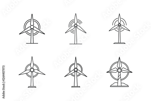 wind turbine line art vector illustration