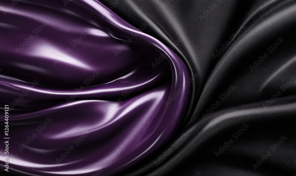 Fototapeta premium Purple and black satin fabric drapes