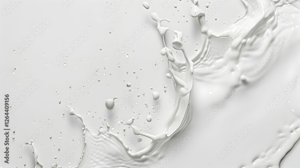 A dynamic splash of white liquid against a smooth background, showcasing fluid motion and texture A dynamic splash of white liquid against a smooth background, showcasing fluid motion and texture
