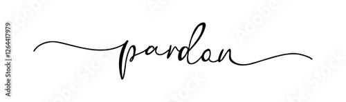 Vector illustration hand Lettering word Pardon isolated on a white background for icon, logo, badge, cards, poster, banner,
